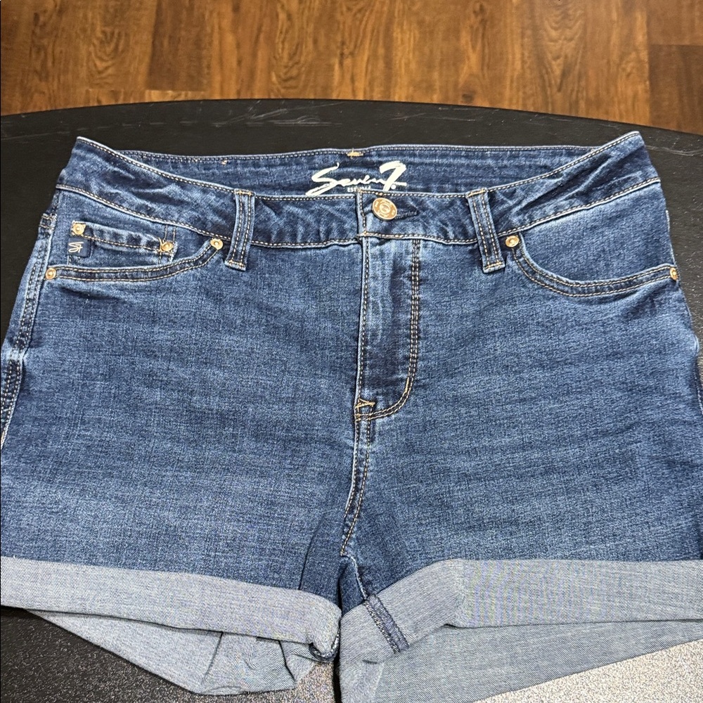 Seven7 Women's Dark Blue Jean Shorts